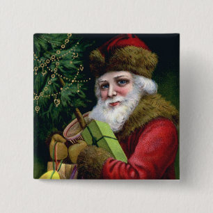 Bóton Quadrado 5.08cm Quadrado do Pin do botão do Natal de Papai Noel d