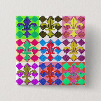 Bóton Quadrado 5.08cm Quadrado Fluer de Lys