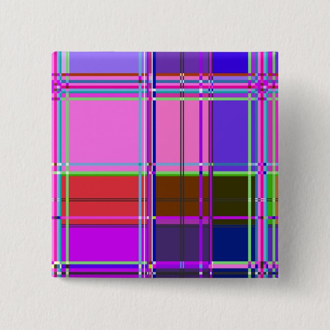 Bóton Quadrado 5.08cm Quadrados de cores do tecido (Frente)