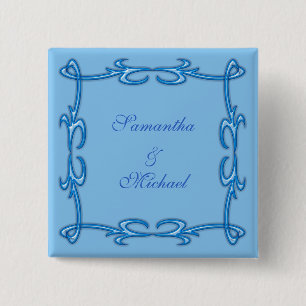 Bóton Quadrado 5.08cm Quadro azul