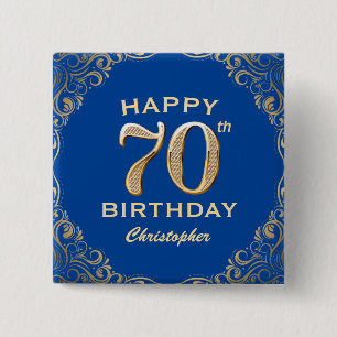 Bóton Quadrado 5.08cm Quadro azul-Festa de aniversário e brilhante Doura