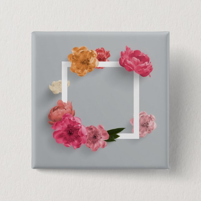 Bóton Quadrado 5.08cm Quadro da Flor (Frente)