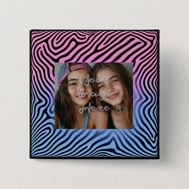 Bóton Quadrado 5.08cm Quadro de Fotografia com Strike de Zebra com Gradi (Frente)