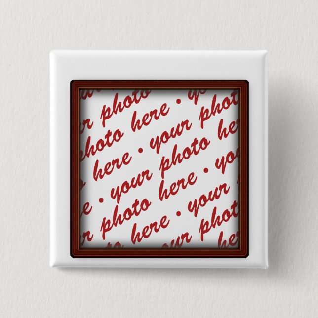 Bóton Quadrado 5.08cm Quadro de Fotografias Castanho Simples (Frente)