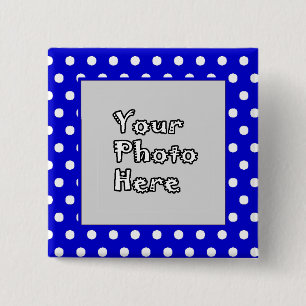 Bóton Quadrado 5.08cm Quadro de Fotografias do Blue n White Bolinhas
