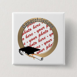 Bóton Quadrado 5.08cm 'Quadro de Fotografias Dourado dos Parabéns