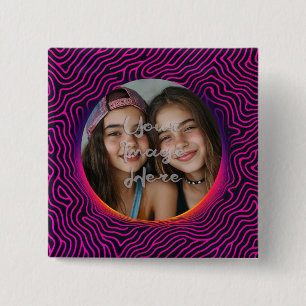 Bóton Quadrado 5.08cm Quadro de Fotografias Personalizadas do Neon Vapor