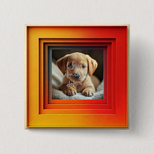 Bóton Quadrado 5.08cm Quadro de Gradação do Sunset Vermelho e Laranja Pe