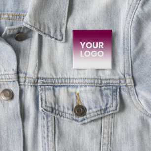 Bóton Quadrado 5.08cm Qualquer Fundo de Cor   Gradiente branco e seu log