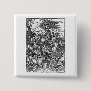 Bóton Quadrado 5.08cm Quatro Cavalos do Apocalipse - Albrecht Durer -