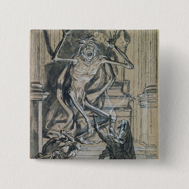 Bóton Quadrado 5.08cm Quatro ladrões graves despertam um fantasma (Frente)
