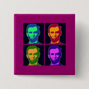 Bóton Quadrado 5.08cm Quatro pop art Abraham Lincolns
