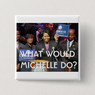 Bóton Quadrado 5.08cm Que Michelle faria? - Personalizado