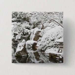 Bóton Quadrado 5.08cm Queda de neve no Jardim Japonês Portland, 2