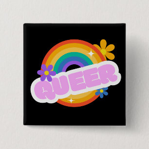 Bóton Quadrado 5.08cm Queer. LGBT+Orgulho. Botao