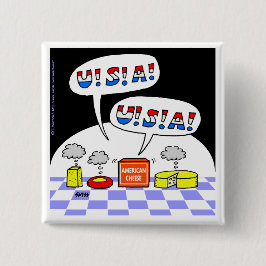 Bóton Quadrado 5.08cm Queijo Americano Engraçado Cartoon Patriótico EUA 