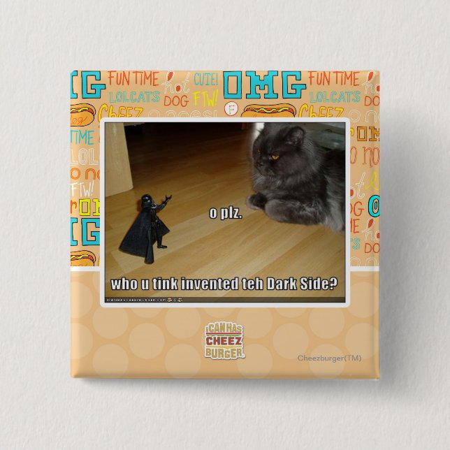 Bóton Quadrado 5.08cm Quem inventou o lado escuro? (Frente)