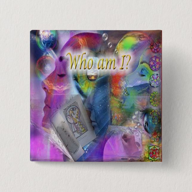Bóton Quadrado 5.08cm Quem Sou Eu Botão (Frente)