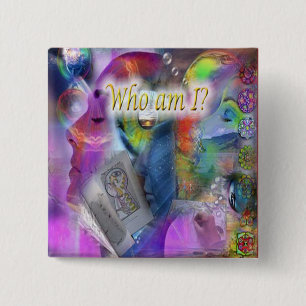 Bóton Quadrado 5.08cm Quem Sou Eu Botão