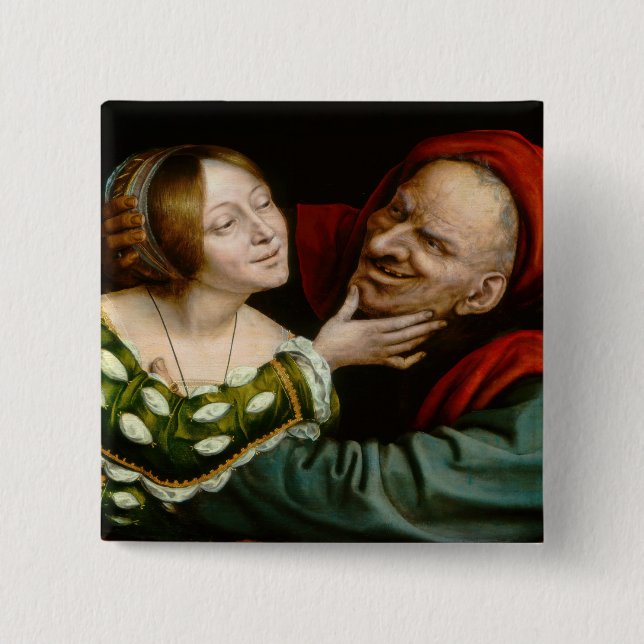 Bóton Quadrado 5.08cm Quentin Matsys - Amantes Correspondentes (Frente)