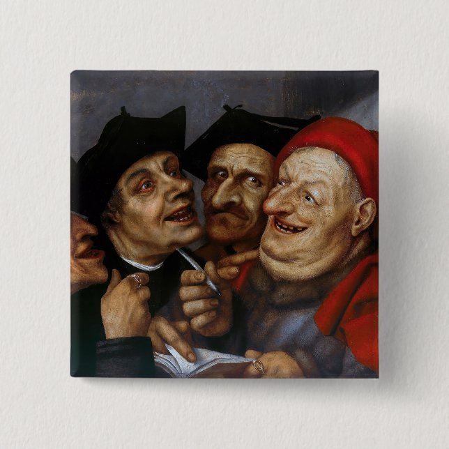 Bóton Quadrado 5.08cm Quentin Matsys - O Contrato de Compra (Frente)
