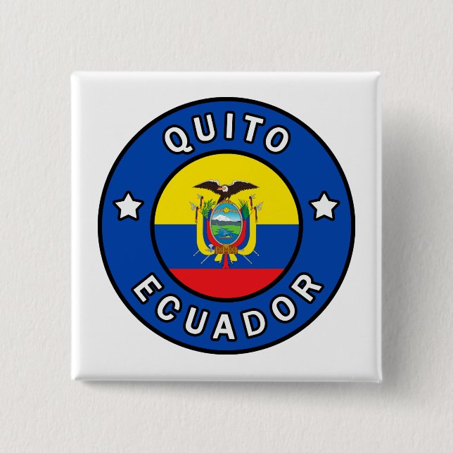 Bóton Quadrado 5.08cm Quito Equador (Frente)