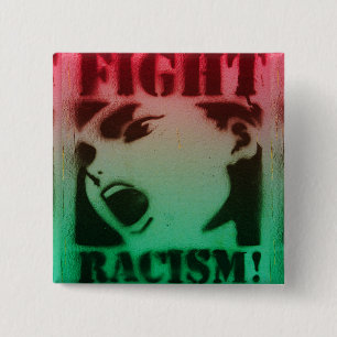 Bóton Quadrado 5.08cm Racismo da luta em preto e verde vermelhos