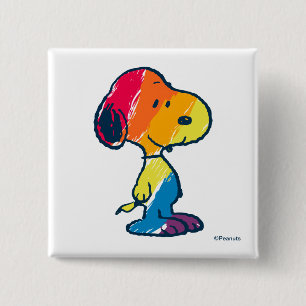 Bóton Quadrado 5.08cm Rainbow Snoopy
