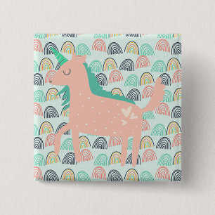 Bóton Quadrado 5.08cm Rainbows e Unicórnios