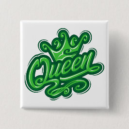 Bóton Quadrado 5.08cm Rainha com coroa, Design de tipografia