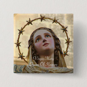 Bóton Quadrado 5.08cm Rainha da Virgem Maria do céu