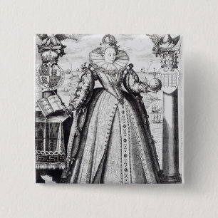 Bóton Quadrado 5.08cm Rainha Elizabeth mim 1596