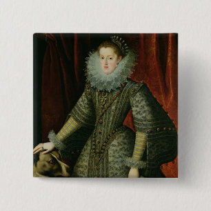 Bóton Quadrado 5.08cm Rainha Margarita de Áustria, 1609 (óleo em canva