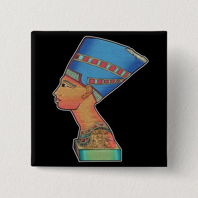 Bóton Quadrado 5.08cm Rainha Nefertiti (Frente)