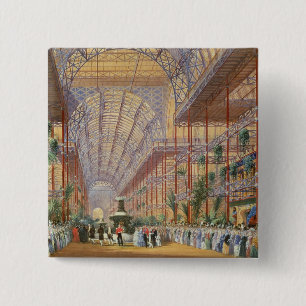 Bóton Quadrado 5.08cm Rainha Victoria que abre a exposição 1862 após