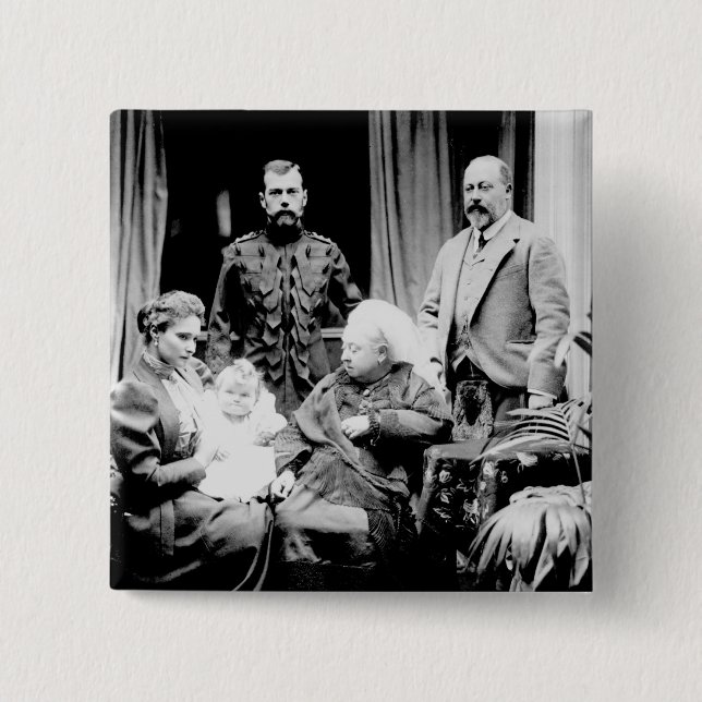 Bóton Quadrado 5.08cm Rainha Victoria, Tsar Nicholas II (Frente)