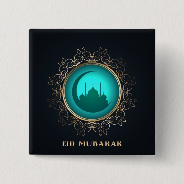 Bóton Quadrado 5.08cm Ramadan Al Adha e Fitr (Frente)