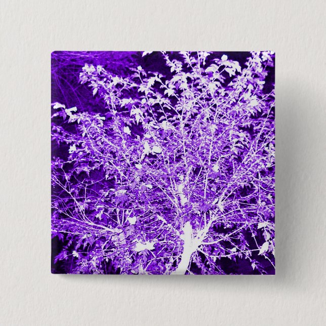 Bóton Quadrado 5.08cm Ramificações de Abstrato violeta roxa (Frente)