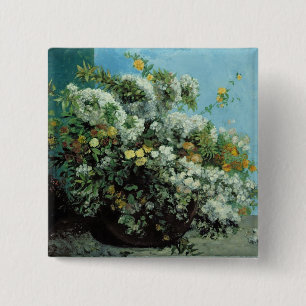 Bóton Quadrado 5.08cm Ramos e flores de florescência, 1855