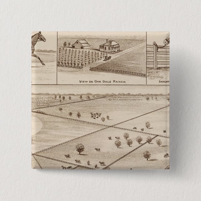 Bóton Quadrado 5.08cm Ranch Oakdale (Frente)