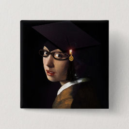 Bóton Quadrado 5.08cm Rapariga com Chapéu de Graduação (Brincadeira)