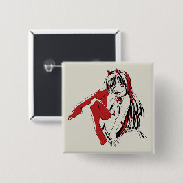 Bóton Quadrado 5.08cm RBP, Neko a Garota Anime Sexy Gata Furry