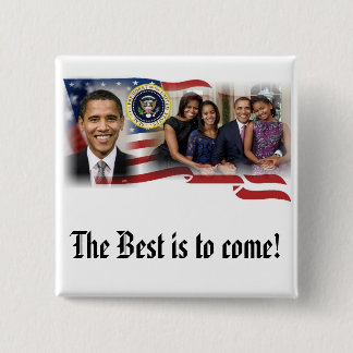 Bóton Quadrado 5.08cm Re-eleição 2012 do presidente Obama