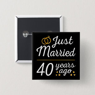 Bóton Quadrado 5.08cm Recem casados Há 40 Anos