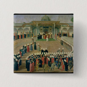 Bóton Quadrado 5.08cm Recepção na corte da sultão Selim III