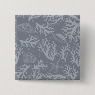 Bóton Quadrado 5.08cm Recife de Coral do Estilo do Hipster