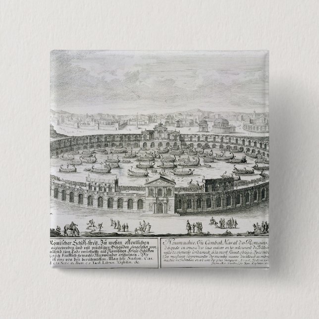 Bóton Quadrado 5.08cm Reconstrução de uma batalha naval romana, 'de Entw (Frente)