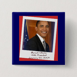 Bóton Quadrado 5.08cm Recordações da inauguração 2009 de Obama