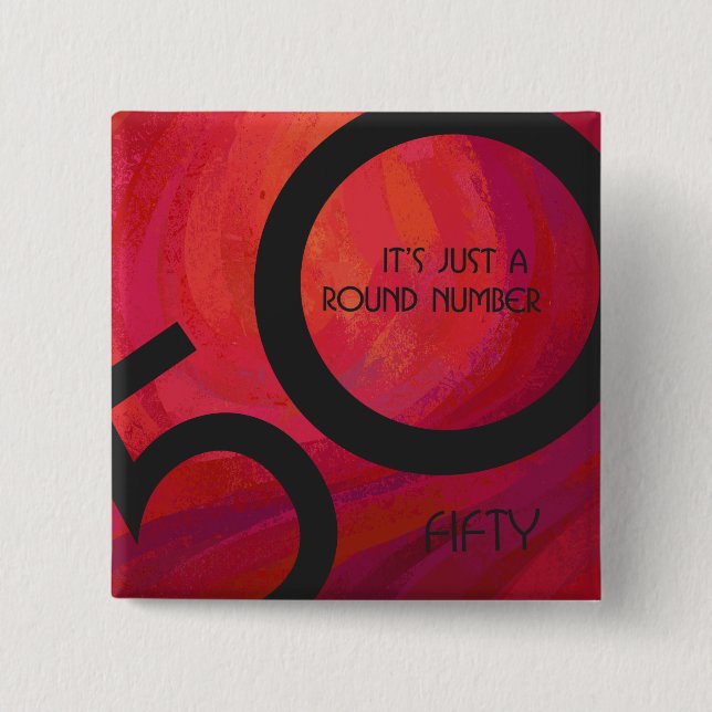 Bóton Quadrado 5.08cm Red 50 Decade Birthday (Frente)