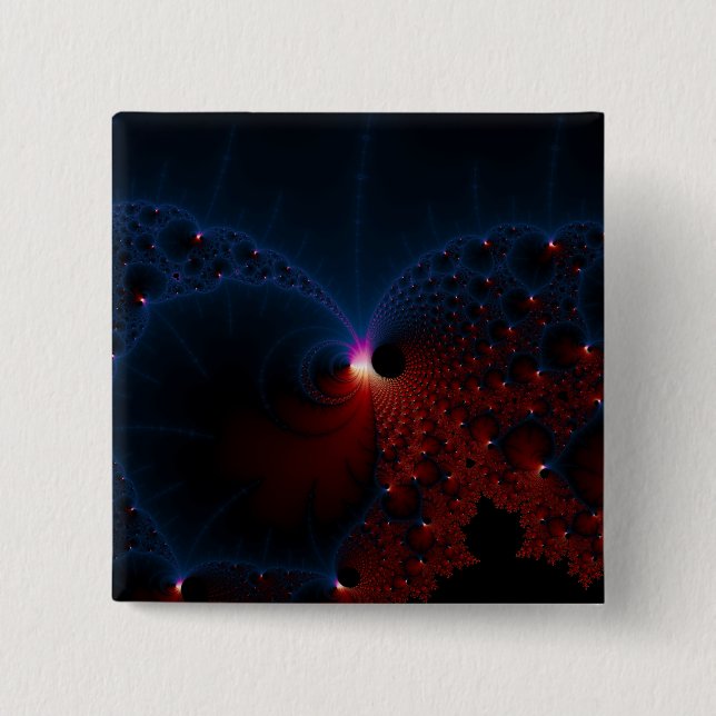 Bóton Quadrado 5.08cm Red Blue Cels Art Fractal (Frente)